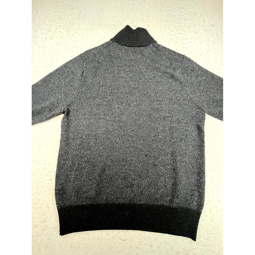 Bonobos Sweater Mens Medium Gray Herringbone Quarter Zip Mock Neck Pullover
